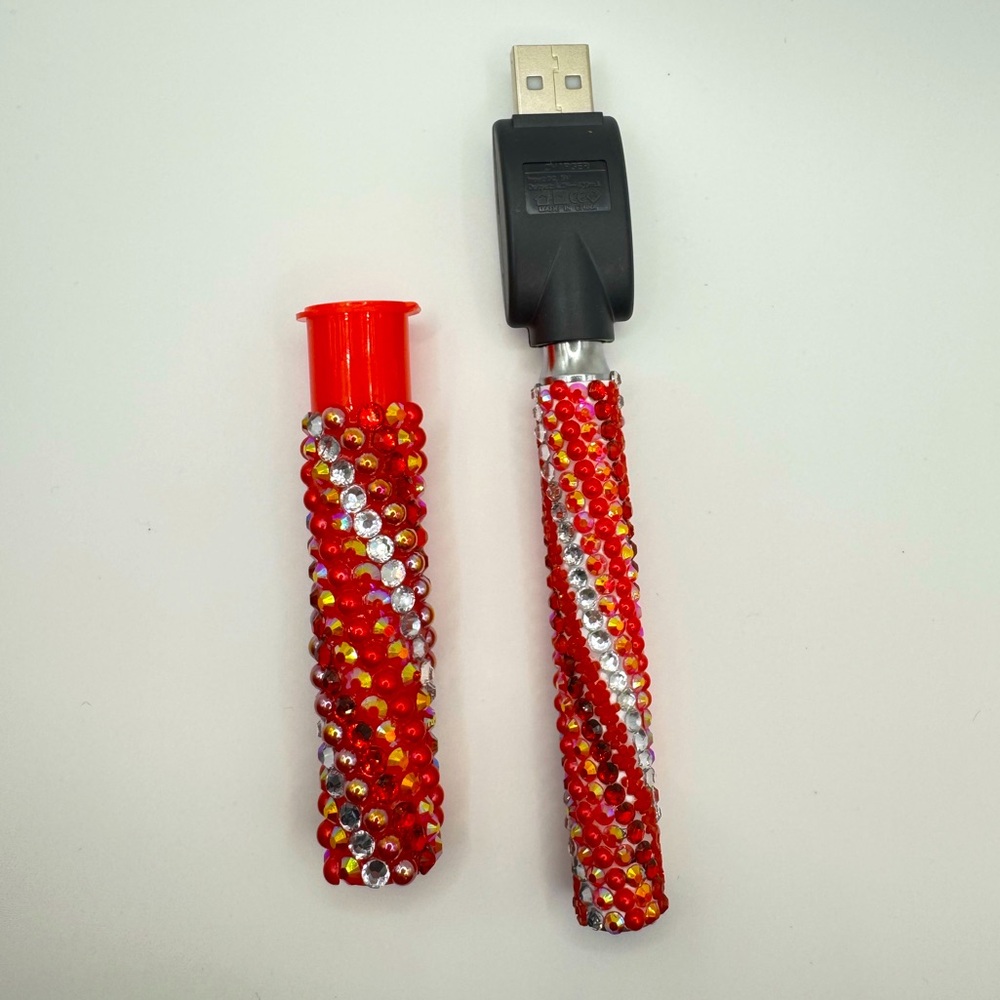 Red Rhinestone Battery & Matching J-Case 💨 - Picture 4 of 4